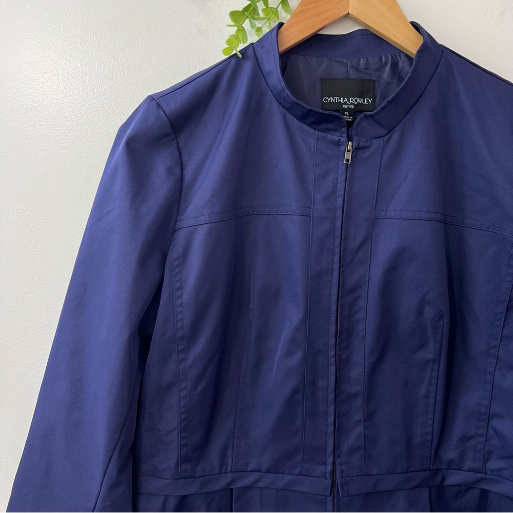 Cynthia Rowley Dark Blue Zip Up Peplum Jacket - Picture 6 of 8
